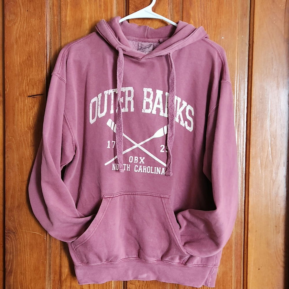 Vintage Mauve Hoodie with Outer Banks Print